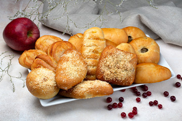 Big set of  patties with different stuff : fruits and vegetables 