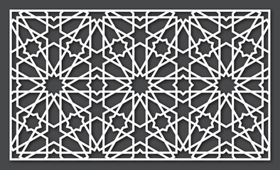 Template for laser cutting. Decorative panel with oriental geometric pattern.
