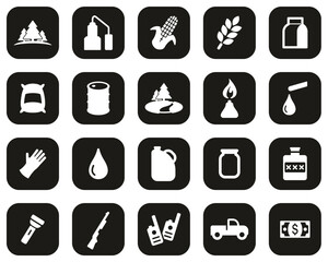 Moonshine Culture & Equipment Icons White On Black Flat Design Set Big