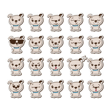 Funny puppy emoji set