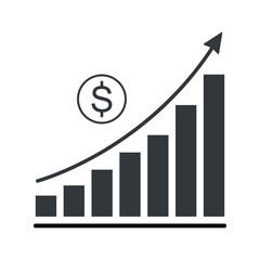 increase money growth icon, progress marketing, thin line symbol on white background - editable stroke vector illustration eps10