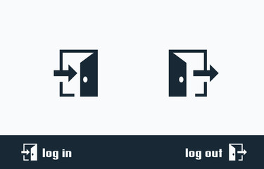 Log in and log out icons. Entry symbols