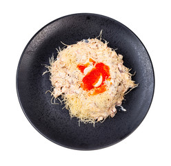 top view of portion of Quail Nest salad isolated
