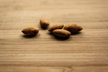 Closeup of Almonds on Board
