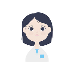 cartoon woman doctor icon, flat style