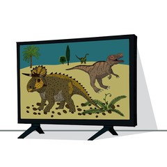 TV dinosaurs vector illustration on white background