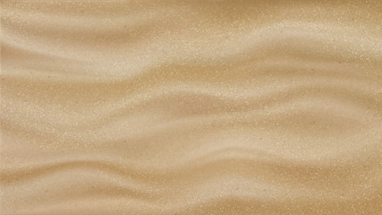 Desert Sand With Waves Pattern Background Vector. Rough Grainy Sand Quartz Material. Silica Gravel Nature Sandy Wilderness Landscape Or Beach Design Mockup Realistic 3d Illustration