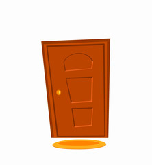 Open door cartoon colorful vector illustration. House apartment entrance
