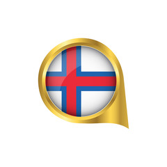Obraz premium Flag of Faroe island, location map pin, pointer flag Faroe island, button gold, Icon country . Vector Illustration EPS10.