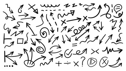 Arrow hand drawn icons vector set 