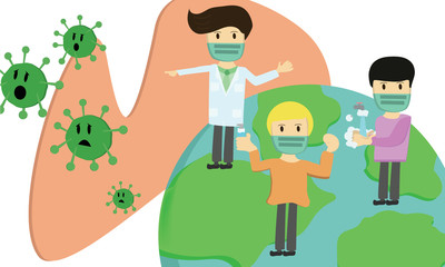 Three man fight a virus on earth.