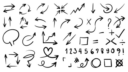 Arrow hand drawn icons vector set 