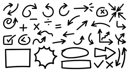 Arrow hand drawn icons vector set 