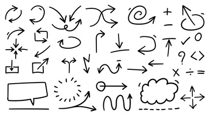 Arrow hand drawn icons vector set 