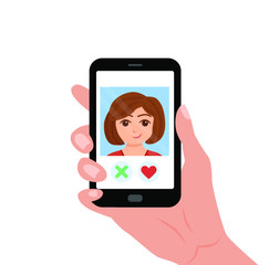 Hand holding phone with girl on the screen.