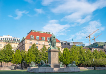 Statue of Charles XIII. The sculpture was opened in 1821. The Kungstradgarden park in central Stockholm, Sweden.