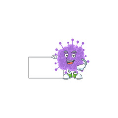 Funny coronavirus influenza cartoon design Thumbs up with a white board