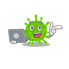 An icon of smart flaviviridae working with laptop