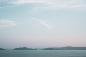Sea scenery view landscape with twilight sky beautiful minimal fade color tone theme sunset and sunrise.