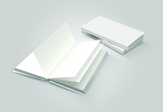Vector Empty Notebook With Blank Cover Books Illustration Set