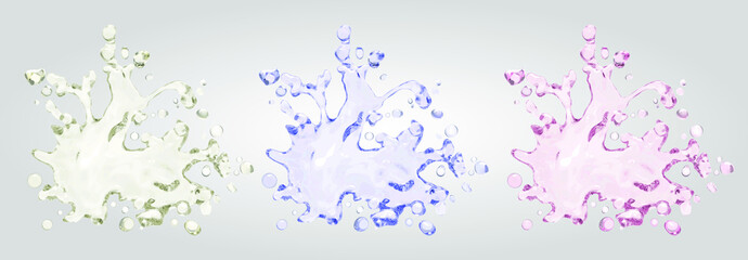 Vector 3D Liquid Splash Illustration Set