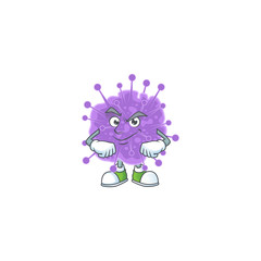 An icon of coronavirus influenza mascot design with confident gesture
