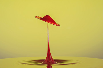 Liquid Drop Art Red Umbrella Shape