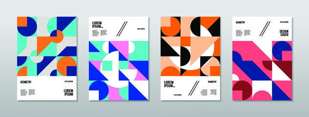 Vintage retro design vector covers set. Swiss style colorful geometric compositions for book covers, posters, flyers, magazines, business annual reports (100 matches)