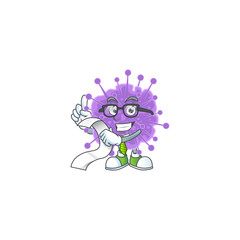 Obraz na płótnie Canvas cartoon character of coronavirus influenza holding menu on his hand