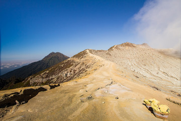 Sunrise at Kawah Ijen, panoramic view, Indonesia