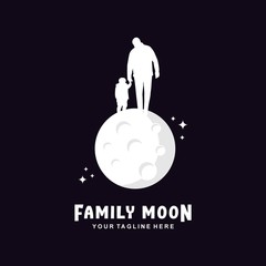 Family moon logo with flat design