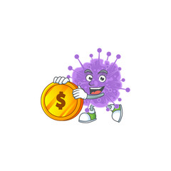 mascot cartoon character style of coronavirus influenza showing one finger gesture