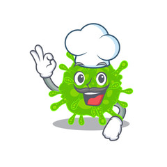 Cute flaviviridae cartoon character wearing white chef hat