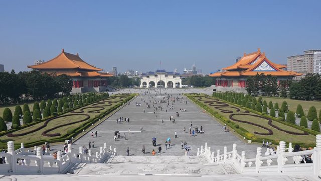 Time lapse. Gate To The Monument Chiang Kai Shek Memorial Hall In Taipei