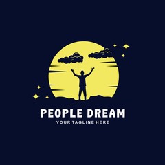 People dream in the night logo illustration