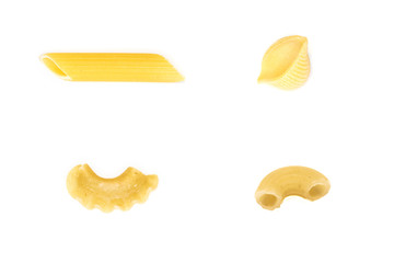 Collection of italian pasta isolated on white background. Full size.