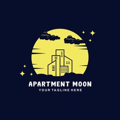 Real estate in the night logo illustration