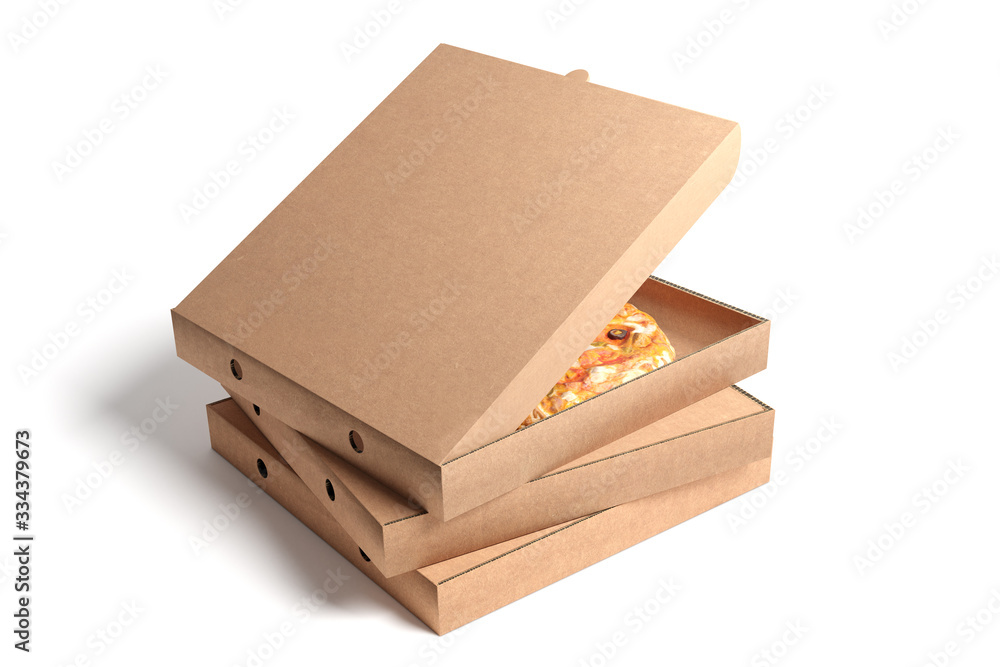 Poster pizza box mock up - 3d rendering