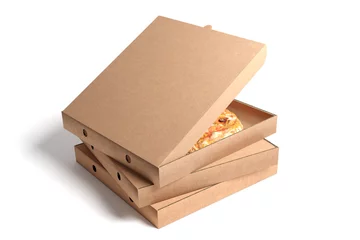 Foto op Plexiglas pizza box mock up - 3d rendering © Production Perig