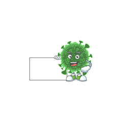 Funny wuhan coronavirus cartoon design Thumbs up with a white board