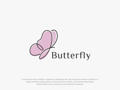 butterfly logo. line art design. fhasion logo. vector illustration