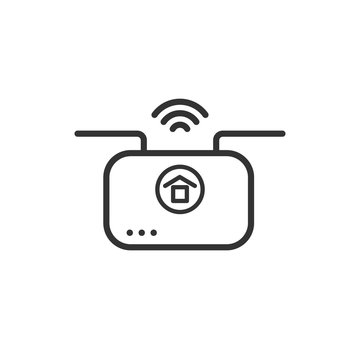 Smart Home Hub Outline Icon. Vector Sign