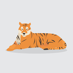Cartoon tiger. Cute Cartoon tiger, Vector illustration on a white background. Drawing for children.