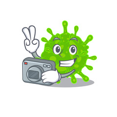 Flaviviridae mascot design as a professional photographer with a camera