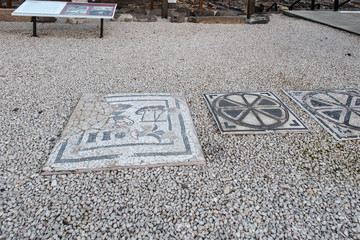Excavations of the 1st century synagogue in Magdala, Galilee, Israel.