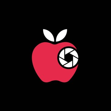 apple camera logo design. photography logo. template illustrations vector