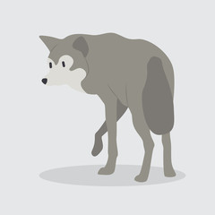 Cartoon wolf. Cute Cartoon wolf, Vector illustration on a white background. Drawing for children.