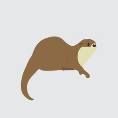 Cartoon otter. Cute Cartoon otter, Vector illustration on a white background. Drawing for children.