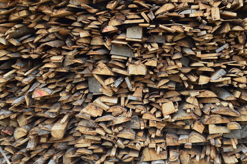 Wood pile together into the back wall