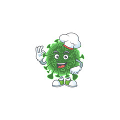 Fototapeta premium A picture of wuhan coronavirus cartoon character wearing white chef hat